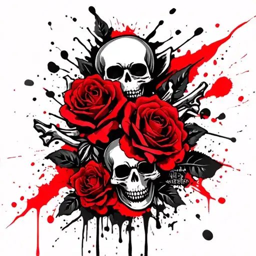 bicep sleeve with skulls, bones, roses tattoo design idea