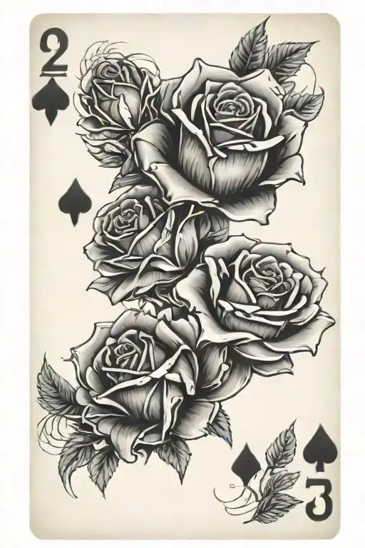 two diamonds anp poker cards 7 & 2 roses tattoo design idea