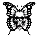 butterfly with skull in the middle tattoo design idea