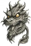 creepy dragon dragon with eyeball in mouth open tattoo design idea