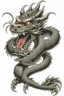 creepy dragon dragon with eyeball in mouth open tattoo design idea