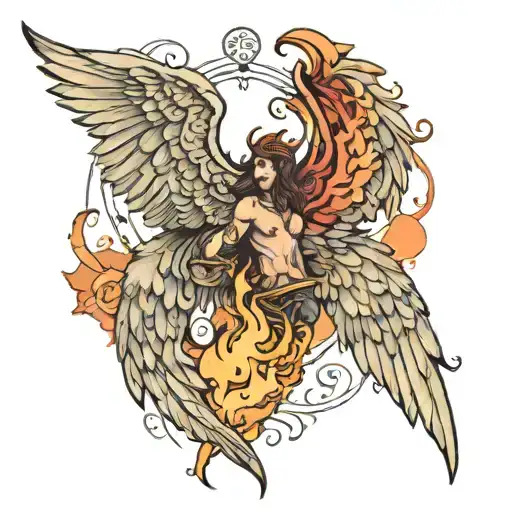 wings of angels and demons tattoo design idea