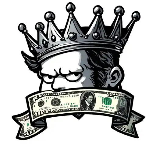 bart with crown made of money tattoo design idea