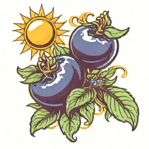 2 blueberries and a sun shining tattoo design idea
