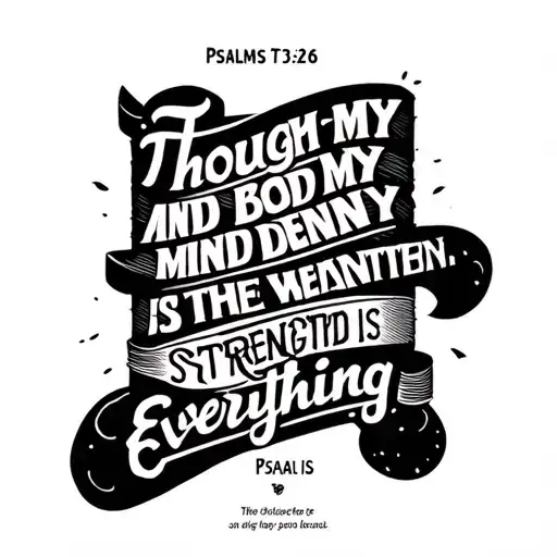create one with this phrase Psalms 73:26Though my body and my mind weaken, the Lord is my strength, he is everything tattoo design idea