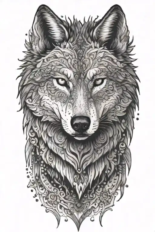 wolf standing tattoo design idea