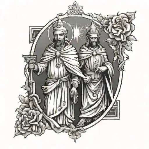 Saint Cosmas and Damian and Calabria tattoo design idea