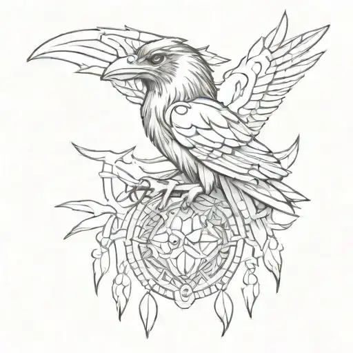 shaman raven graphics cartoon tattoo design idea