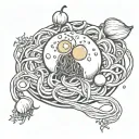 spaghetti onion egg tattoo design idea