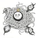 spaghetti onion egg tattoo design idea