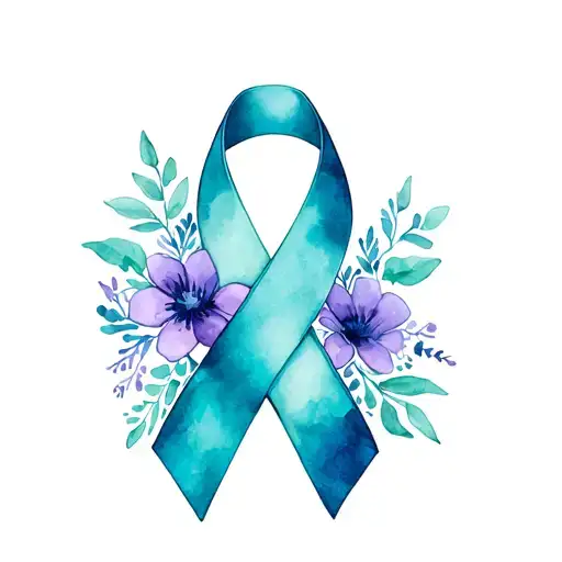 diabetes type 1, ovarian cancer ribbon, survival, flowers tattoo design idea
