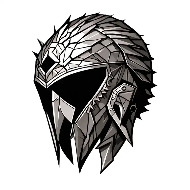 Trojan head with cracked helmet  tattoo design idea