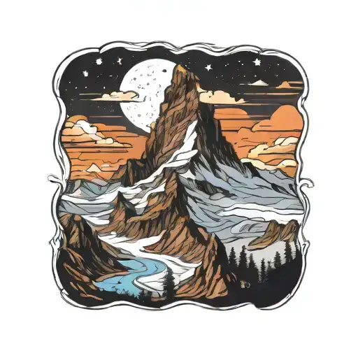 matterhorn mountain peak tattoo design idea