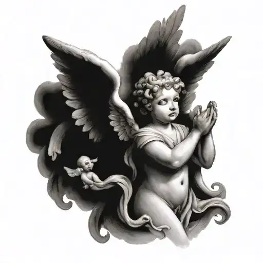 angel and cherubs tattoo design idea