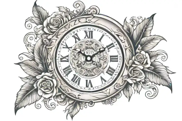 romen numeral clock showing 6:18 tattoo design idea