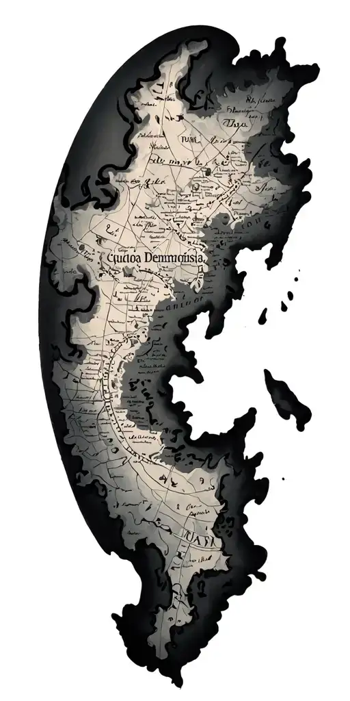 old Spanish nautical map tattoo tattoo design idea