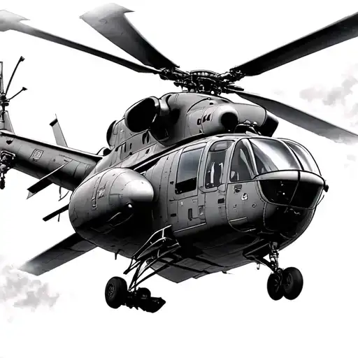 helicopter hovering tattoo design idea