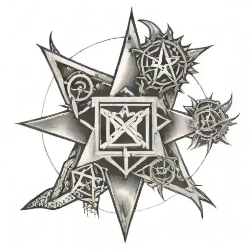 Tool band heptagram tattoo design idea