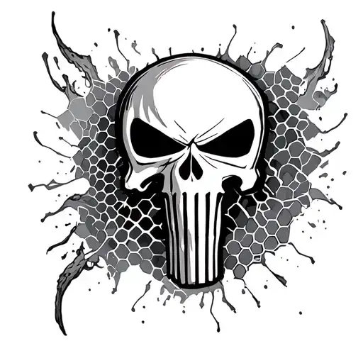 punisher honeycombs tattoo design idea