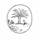 agave farmer resting underneath a tree with a piece of straw in his mouth tattoo design idea