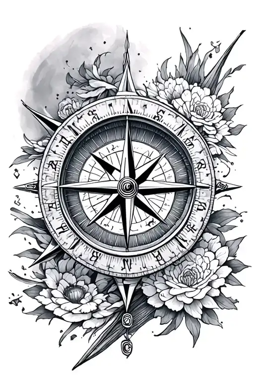 japanese Compass tattoo design idea