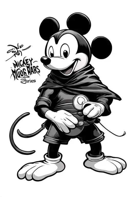 Ninja ninja chip and Dale Black cloak duck stories Mickey Mouse Mouse Roqueers from Mars tattoo design idea