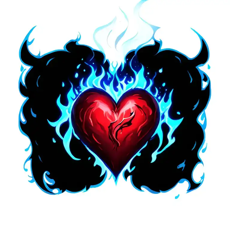 heart on fire tattoo design idea