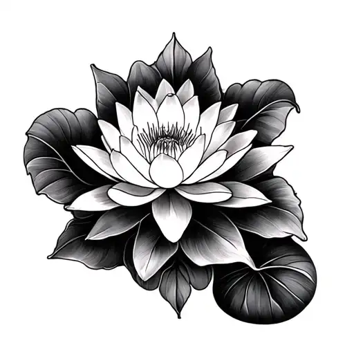 Cameo with ornate water lily frame tattoo design idea