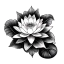 Cameo with ornate water lily frame tattoo design idea