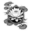 Cameo with ornate water lily frame tattoo design idea