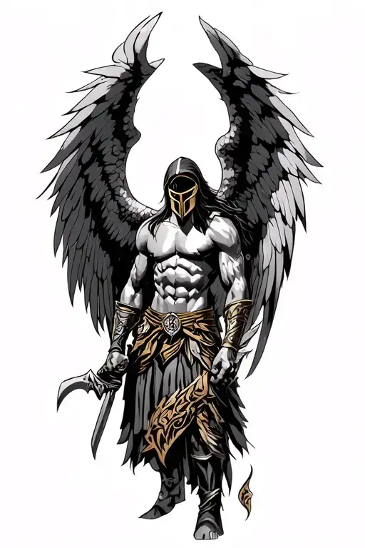 archangel warrior spartan tattoo design idea
