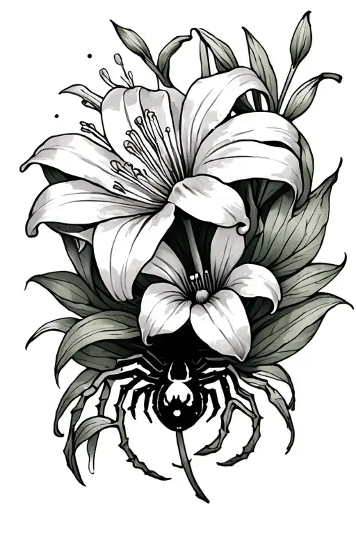 paws print tattoo with spiderlily flower intertwined tattoo design idea