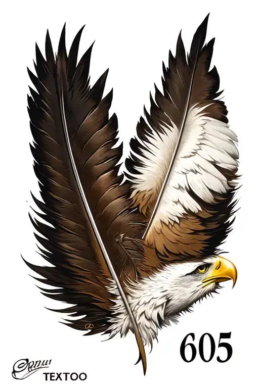 "605" Eagle Feather tattoo design idea