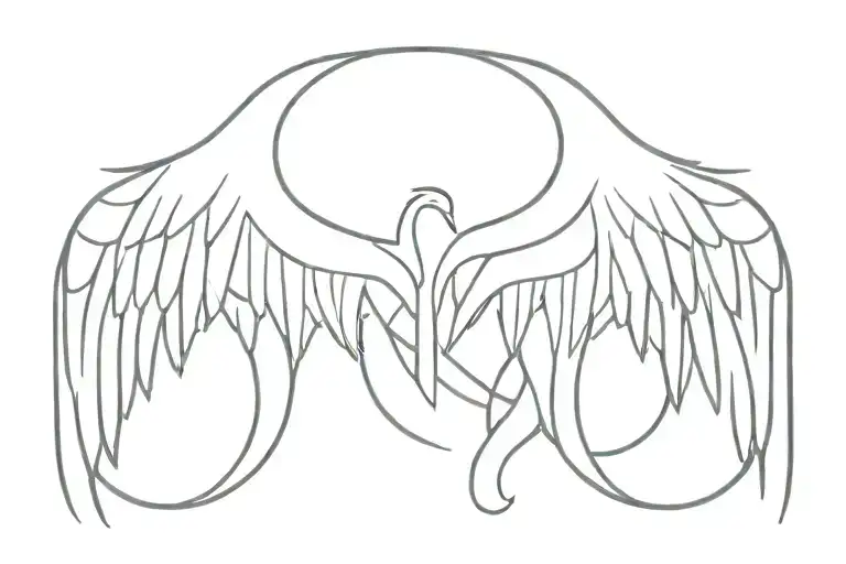 Valkyrie wings intertwined representing the client's cleavage tattoo design idea