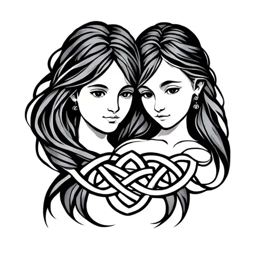 father daughter celtic knot tattoo design idea
