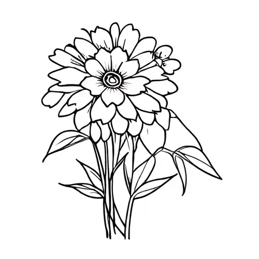 simba cartoon drawn flower bouquet tattoo design idea