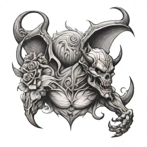 devil half angel tattoo design idea
