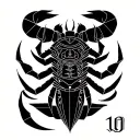 zodiac sign Scorpio with the initial W and a date 10, tattoo must be look alike an hidden message  tattoo design idea