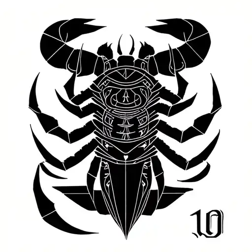 zodiac sign Scorpio with the initial W and a date 10, tattoo must be look alike an hidden message  tattoo design idea