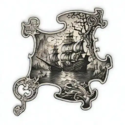 puzzle piece, narnia, lord of the rings, pirates of the caribbean, Harry Potter  tattoo design idea