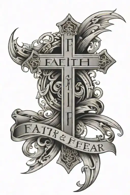 a cross made out of the words faith over fear  tattoo design idea