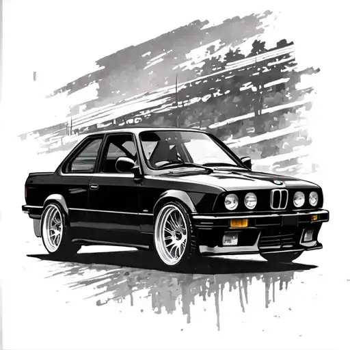 bmw e30 side view tattoo design idea
