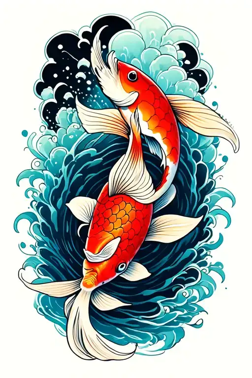 coy fish swimming tattoo design idea