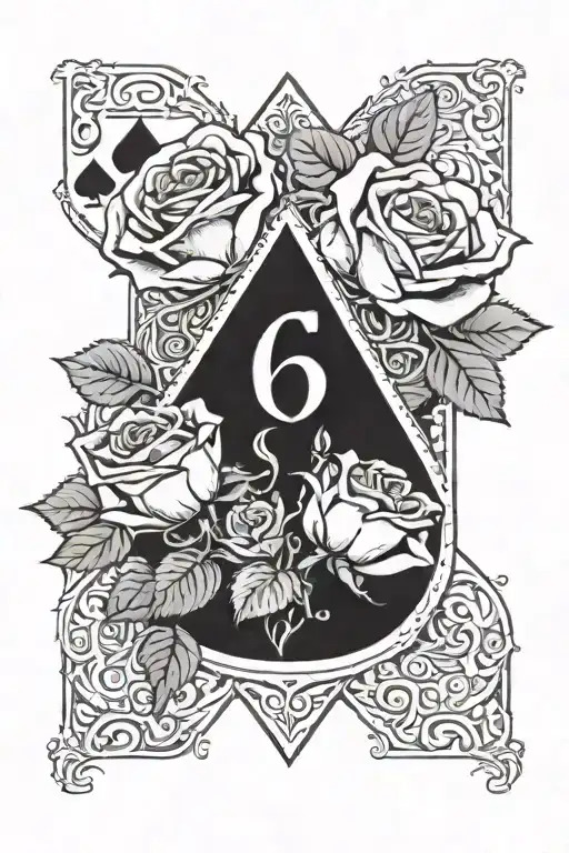 playing card, 6-sided die and a rose tattoo design idea