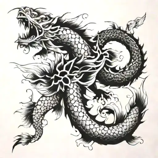 dragon and koi fish tattoo design idea