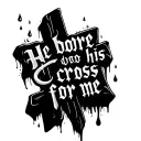 "He bore his cross for me " cross with tear drops tattoo design idea