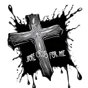 "He bore his cross for me " cross with tear drops tattoo design idea