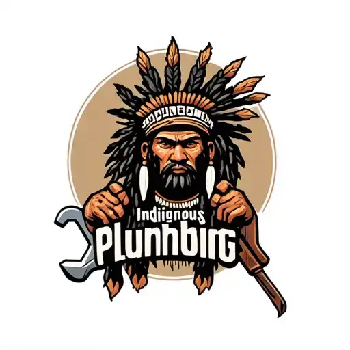 "Indigenous Plumbing " "Indigenous Plumbing " "Indigenous Plumbing " dread lock Native American holding a wrench tattoo design idea