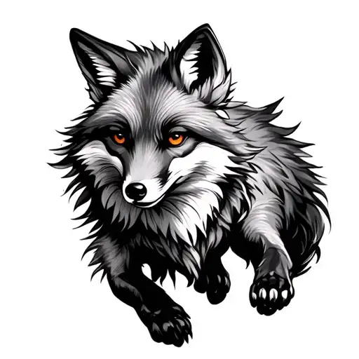 Running Fox tattoo design idea