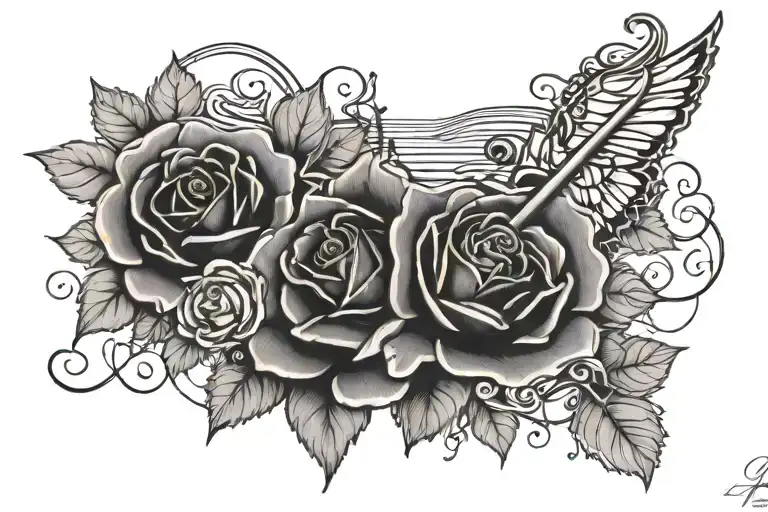 music,sunflowers,roses,bon jovi,,hershey tattoo design idea